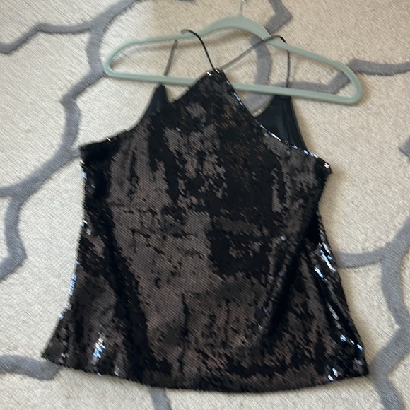 Anna-Kaci Shimmering Spaghetti Strap Tank Black Sequin Size Medium NWT‎ - Picture 3 of 6